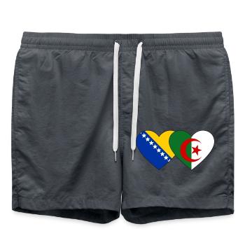 Bosnien Algerien Flagge Herz - Badeshorts - Anthrazit - Vorne - AI Model Male 185 light (185cm)