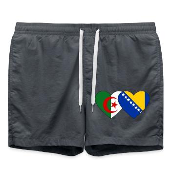 Algeria Bosnia Flag Heart - Swim Trunks - anthracite - Front - AI Model Male 185 light (185cm)