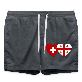 Suisse Géorgie Drapeau Coeur - Short de bain - charbon - Devant - AI Model Male 185 light (185cm)