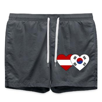 Autriche Corée du Sud Drapeau Coeur - Short de bain - charbon - Devant - AI Model Male 185 light (185cm)