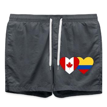 Canada Colombie Drapeau Coeur - Short de bain - charbon - Devant - AI Model Male 185 light (185cm)
