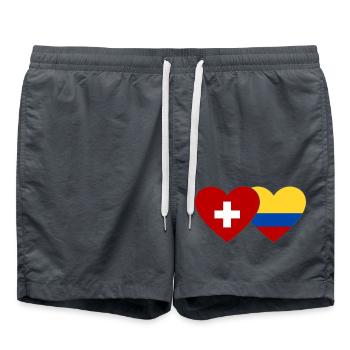 Suisse Colombie Drapeau Coeur - Short de bain - charbon - Devant - AI Model Male 185 light (185cm)