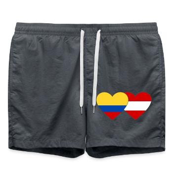 Kolumbien Österreich Flagge Herz - Badeshorts - Anthrazit - Vorne - AI Model Male 185 light (185cm)