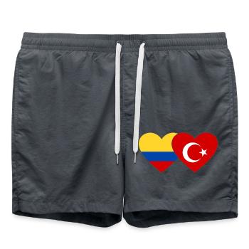 Colombie Turquie Drapeau Coeur - Short de bain - charbon - Devant - AI Model Male 185 light (185cm)