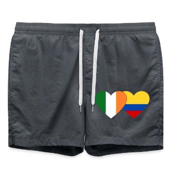 Ireland Colombia Flag Heart - Swim Trunks - anthracite - Front - AI Model Male 185 light (185cm)