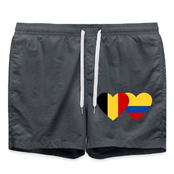 Belgique Colombie Drapeau Coeur - Short de bain - charbon - Devant - AI Model Male 185 light (185cm)