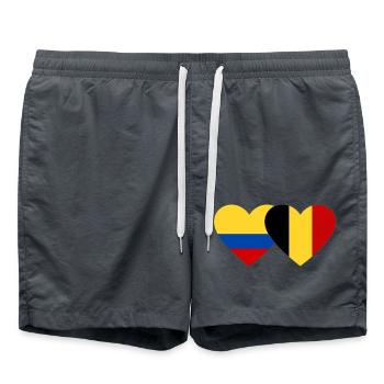 Colombia Belgium Flag Heart - Swim Trunks - anthracite - Front - AI Model Male 185 light (185cm)