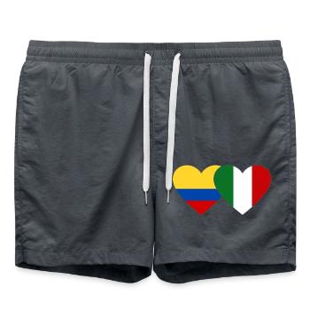 Colombia Italy Flag Heart - Swim Trunks - anthracite - Front - AI Model Male 185 light (185cm)