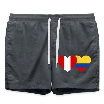 Peru Kolumbien Flagge Herz - Badeshorts - Anthrazit - Vorne - AI Model Male 185 light (185cm)