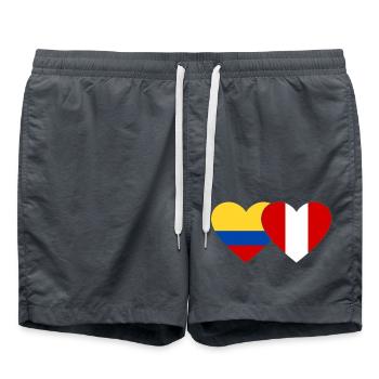 Kolumbien Peru Flagge Herz - Badeshorts - Anthrazit - Vorne - AI Model Male 185 light (185cm)