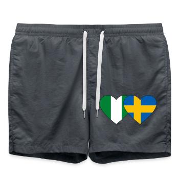 Drapeau Nigeria Suède Coeur - Short de bain - charbon - Devant - AI Model Male 185 light (185cm)