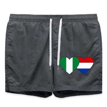 Nigeria Holland Flagge Herz - Badeshorts - Anthrazit - Vorne - AI Model Male 185 light (185cm)