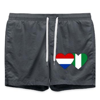 Hollande Nigeria Drapeau Coeur - Short de bain - charbon - Devant - AI Model Male 185 light (185cm)