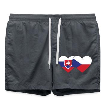 Slovakia Czech Republic Flag Heart - Swim Trunks - anthracite - Front - AI Model Male 185 light (185cm)