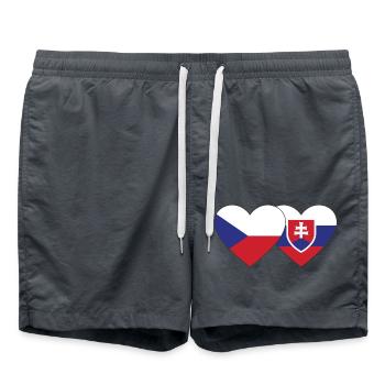 Czech Republic Slovakia Flag Heart - Swim Trunks - anthracite - Front - AI Model Male 185 light (185cm)