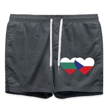 Bulgarie République tchèque Drapeau Coeur - Short de bain - charbon - Devant - AI Model Male 185 light (185cm)
