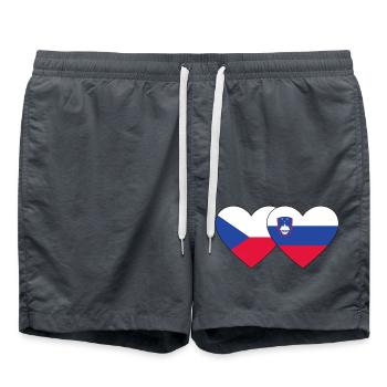 République tchèque Slovénie Drapeau Coeur - Short de bain - charbon - Devant - AI Model Male 185 light (185cm)
