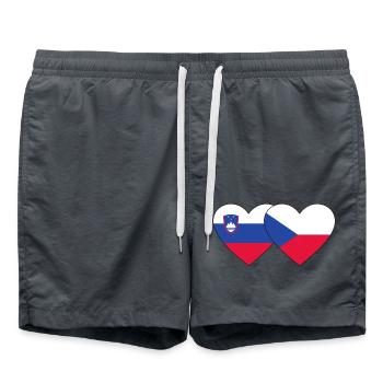 Slovénie République tchèque Drapeau Coeur - Short de bain - charbon - Devant - AI Model Male 185 light (185cm)