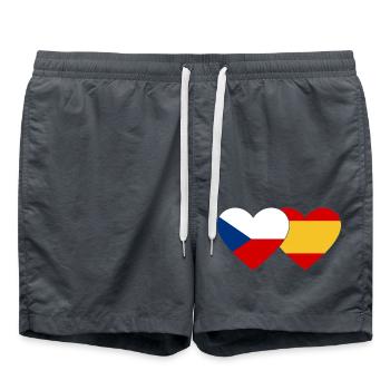 Tschechien Spanien Flagge Herz - Badeshorts - Anthrazit - Vorne - AI Model Male 185 light (185cm)