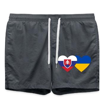 Slovakia Ukraine Flag Heart - Swim Trunks - anthracite - Front - AI Model Male 185 light (185cm)