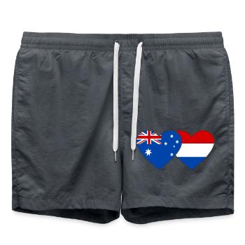 Australien Holland Flagge Herz Flagge - Badeshorts - Anthrazit - Vorne - AI Model Male 185 light (185cm)
