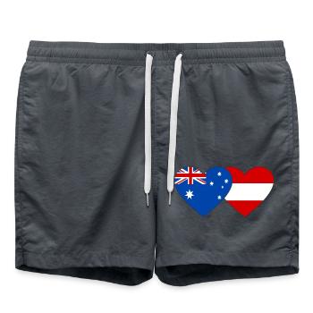 Australia Austria Flag Heart Flag - Swim Trunks - anthracite - Front - AI Model Male 185 light (185cm)