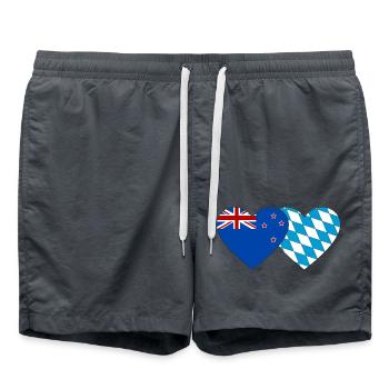 Neuseeland Bayern Flagge Herz - Badeshorts - Anthrazit - Vorne - AI Model Male 185 light (185cm)