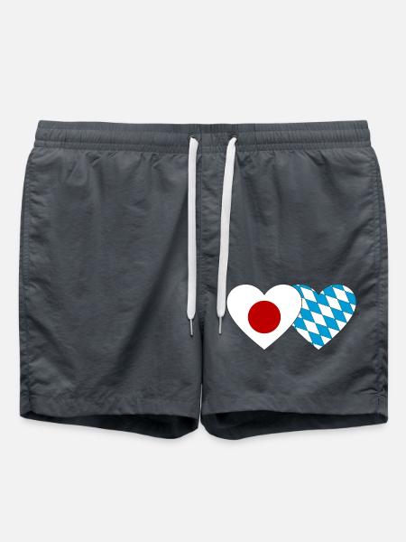 Japan Bayern Flagge Herz - Badeshorts - Anthrazit
