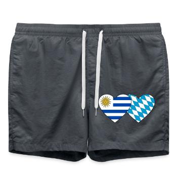 Uruguay Bavaria Flag Heart - Swim Trunks - anthracite - Front - AI Model Male 185 light (185cm)