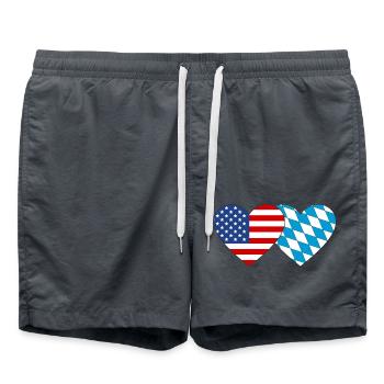 Amérique Bavière Drapeau Coeur - Short de bain - charbon - Devant - AI Model Male 185 light (185cm)
