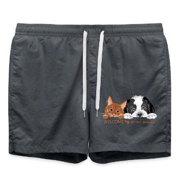 Chat roux et chien Saint-Bernard - Short de bain - charbon - Devant - AI Model Male 185 light (185cm)