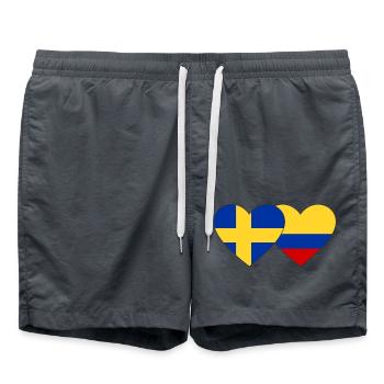Suède Colombie Drapeau Coeur - Short de bain - charbon - Devant - AI Model Male 185 light (185cm)