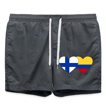 Finland Colombia Flag Heart - Swim Trunks - anthracite - Front - AI Model Male 185 light (185cm)