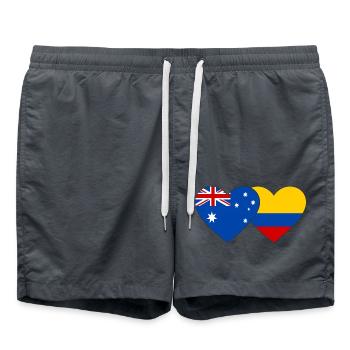 Drapeau de l’Australie et de la Colombie - Short de bain - charbon - Devant - AI Model Male 185 light (185cm)