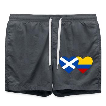 Scotland Colombia Flag Heart - Swim Trunks - anthracite - Front - AI Model Male 185 light (185cm)
