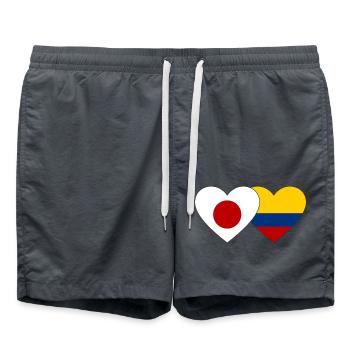 Japon Colombie Drapeau Coeur - Short de bain - charbon - Devant - AI Model Male 185 light (185cm)