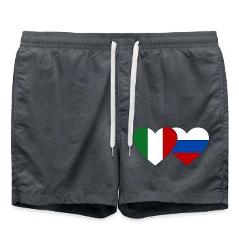 Italie Russie Drapeau Coeur - Short de bain - charbon - Devant - AI Model Male 185 light (185cm)