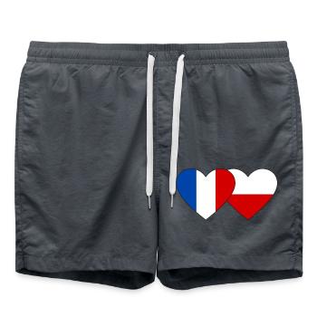 France Poland Flag Heart - Swim Trunks - anthracite - Front - AI Model Male 185 light (185cm)