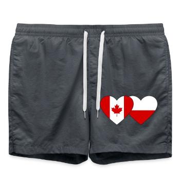 Drapeau du Canada et de la Pologne - Short de bain - charbon - Devant - AI Model Male 185 light (185cm)