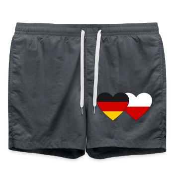 Germany Poland Flag Heart - Swim Trunks - anthracite - Front - AI Model Male 185 light (185cm)