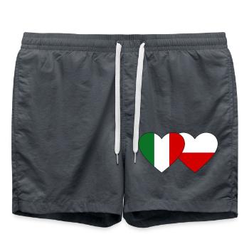 Italy Poland Flag Heart - Swim Trunks - anthracite - Front - AI Model Male 185 light (185cm)