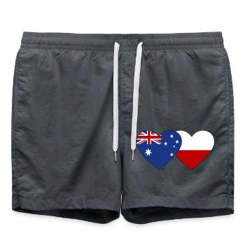 Drapeau de l’Australie et de la Pologne Coeur - Short de bain - charbon - Devant - AI Model Male 185 light (185cm)