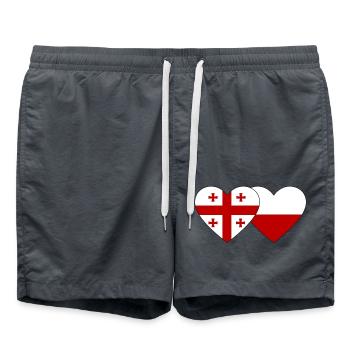 Georgia Poland Flag Heart - Swim Trunks - anthracite - Front - AI Model Male 185 light (185cm)