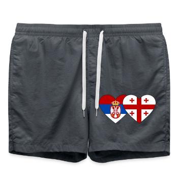 Serbie Géorgie Drapeau Coeur - Short de bain - charbon - Devant - AI Model Male 185 light (185cm)