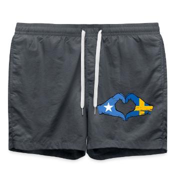 Somalie Suède drapeau mains forme de coeur utilisé - Short de bain - charbon - Devant - AI Model Male 185 light (185cm)