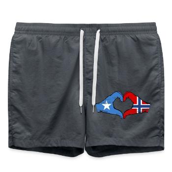 Somalie Norvège drapeau mains forme de coeur utilisé - Short de bain - charbon - Devant - AI Model Male 185 light (185cm)