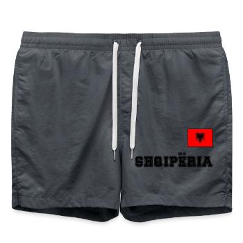 Albanien – Shqipëria mit Fahne Flagge auf Brust - Badeshorts - Anthrazit - Vorne - AI Model Male 185 light (185cm)
