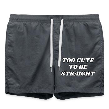 Too cute to be straight - LGBTQ funny joke humour - Swim Trunks - anthracite - Front - AI Model Male 185 light (185cm)