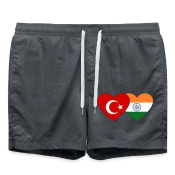 Turquie Inde Drapeau Coeur - Short de bain - charbon - Devant - AI Model Male 185 light (185cm)