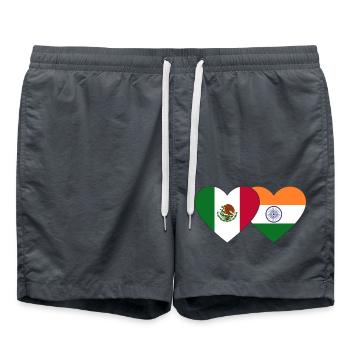 Mexique Inde Drapeau Coeur - Short de bain - charbon - Devant - AI Model Male 185 light (185cm)